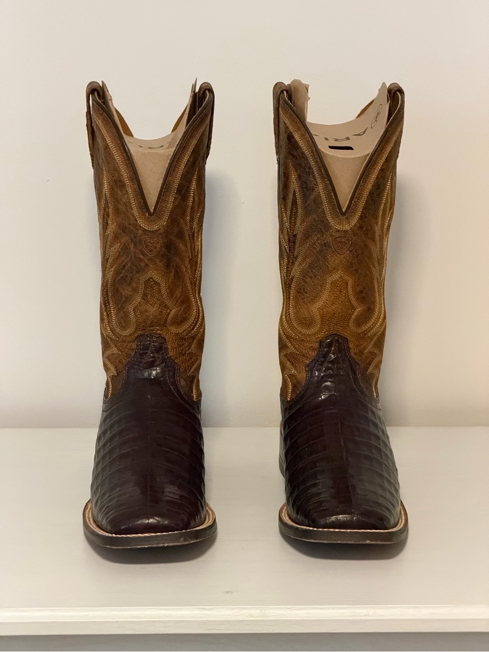 Ariat Gunslinger Caiman Belly Western Boots Men’s 10D Dark Amber Hotfire Rust